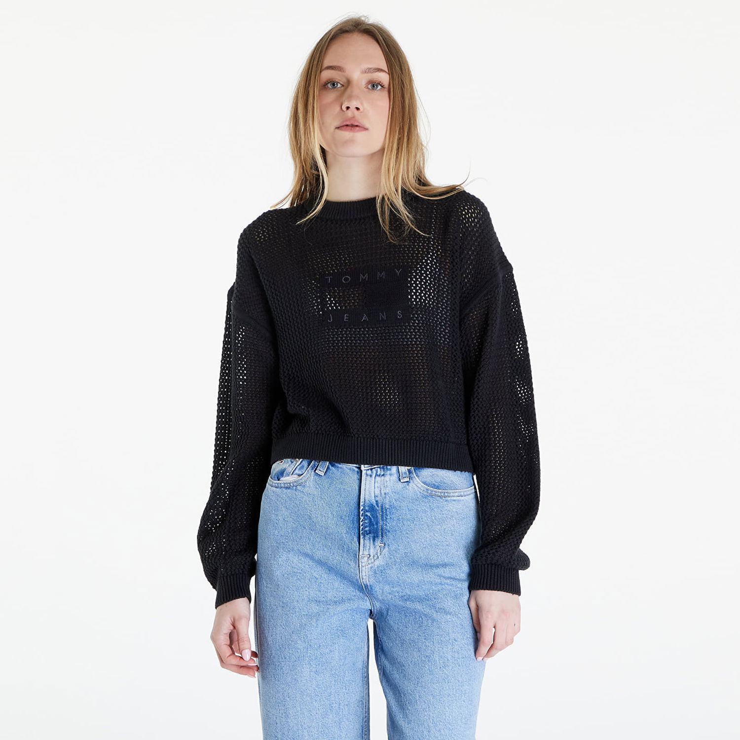 Sveter Tommy Hilfiger Open Stitch Flag Sweater Black Čierna | DW0DW17755 BDS, 0