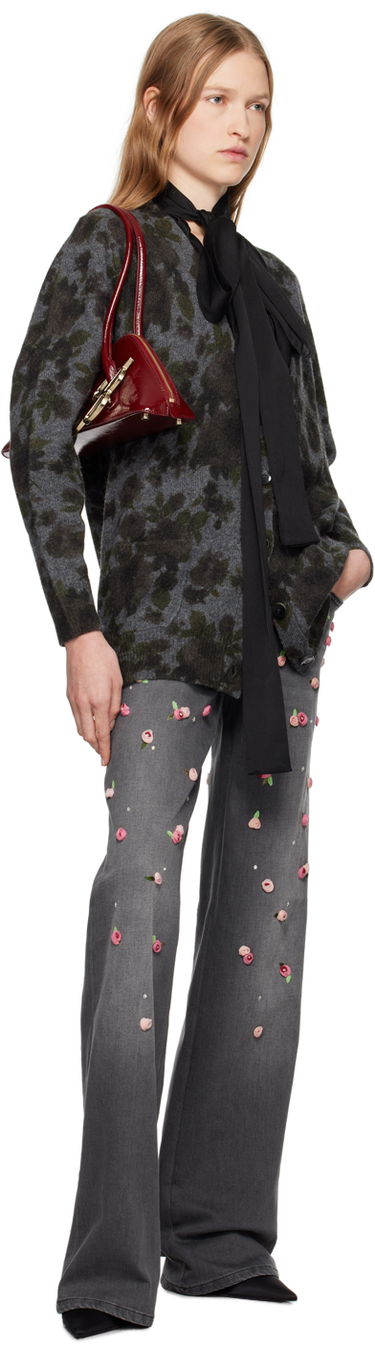 Sveter Blumarine Floral Print Knit Cardigan Šedá | A444M105U, 3