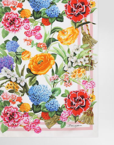 Šál Dolce & Gabbana Dolce & Gabbana Floral-Print Silk Twill Square Scarf Rôznofarebný | FN090RGDCV9HD5KU, 3