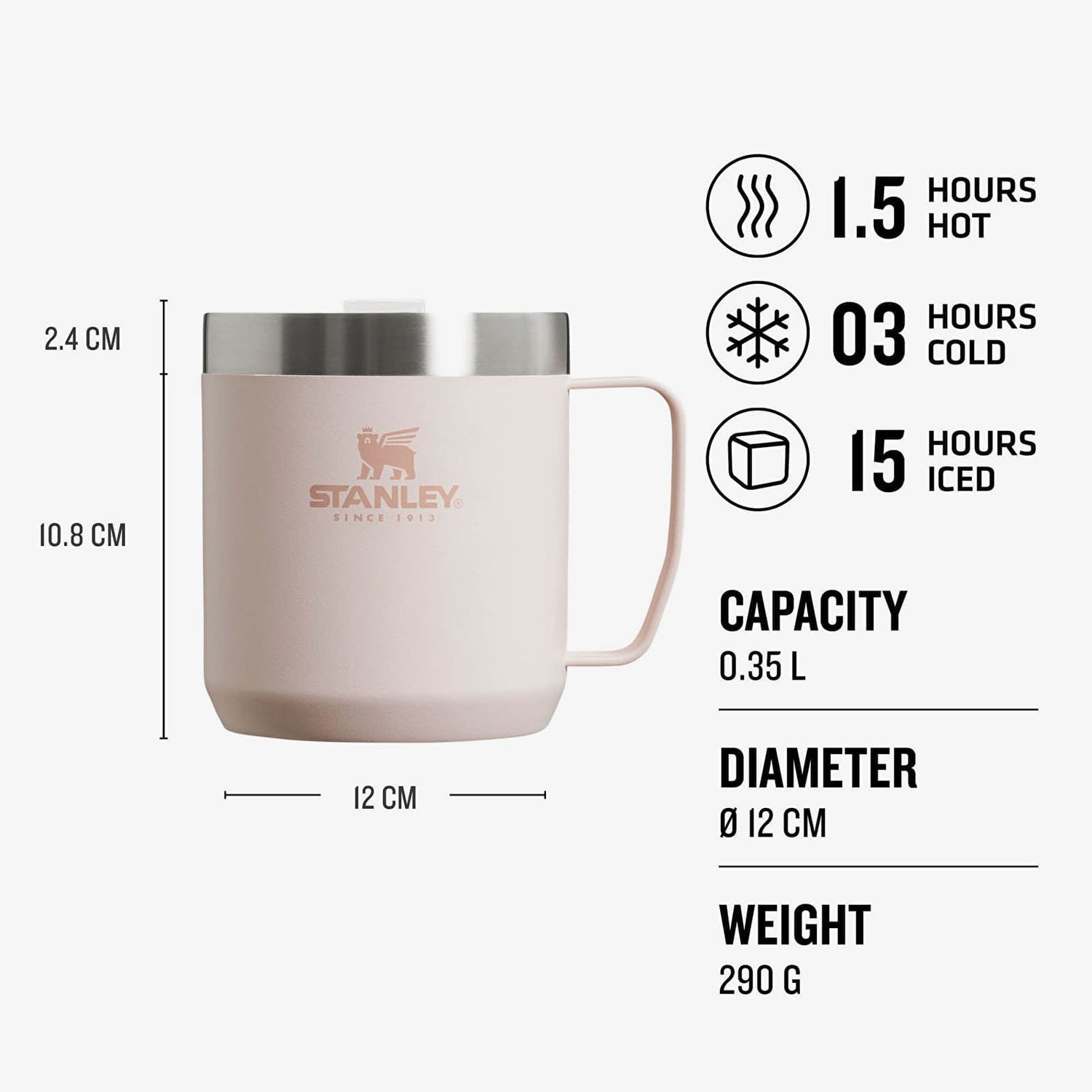 Fľaše Stanley Stay-Hot Camp Mug 350ml Ružová | 10-09366-271, 1