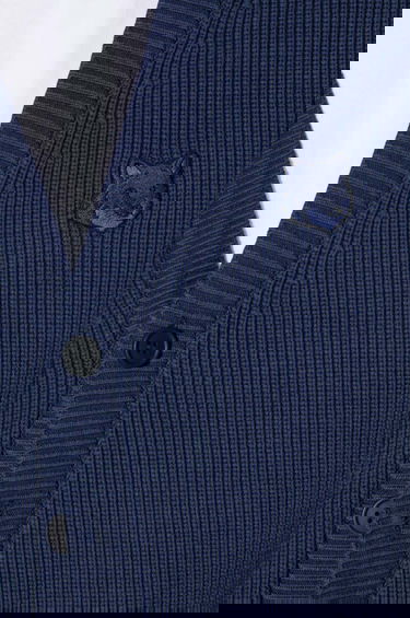 Sveter MAISON KITSUNÉ Neil Barrett Bold Fox Head Patch Comfort Ribbed Cardigan Navy | MM00506KT1098, 5