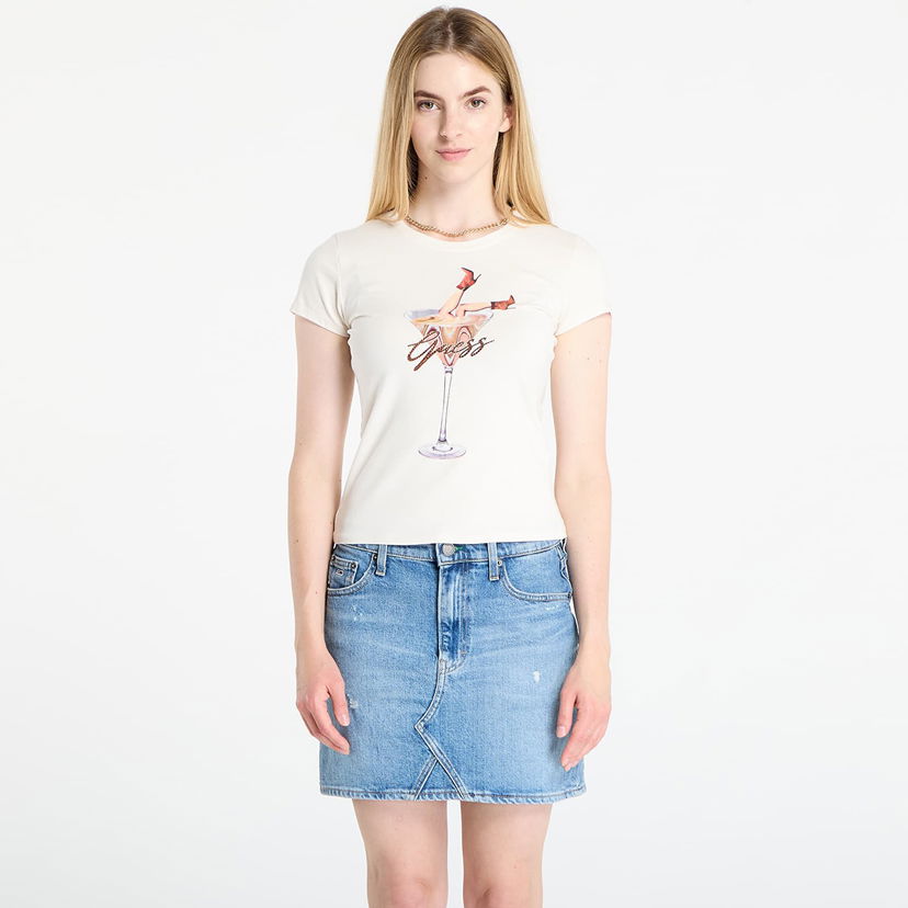 Tričko GUESS T-shirt Ss Tini Boots Espresso R5 Tee Beige Béžová | W5YI41KA0Q1-G012