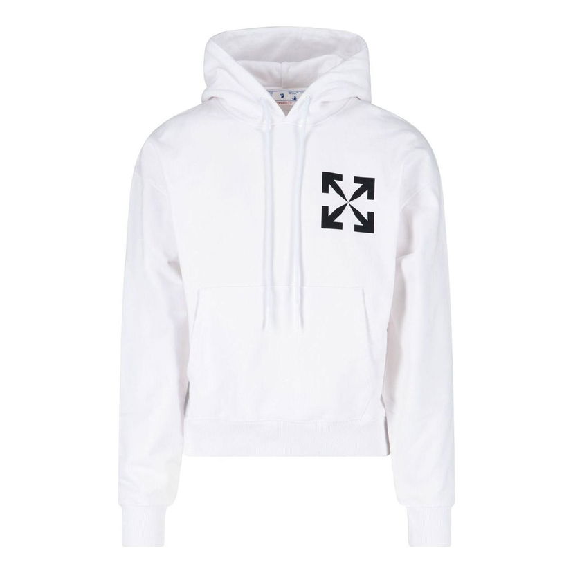 Mikina Off-White Logo Print Hoodie Biela | OMBB037C99FLE0080110