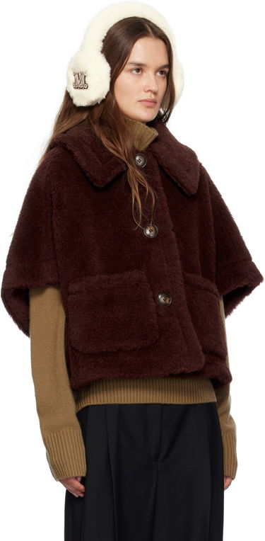 Bunda Max Mara Max Mara Newterzo1 Cropped Faux Fur Jacket Vínová | 2524736062600, 1