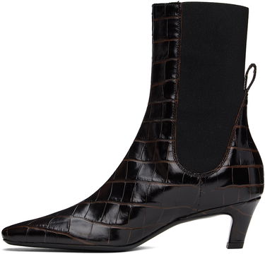 Oblečenie TOTEME TOTEME 'The Mid Heel' Croc-Embossed Leather Ankle Boots Hnedá | 231-907-847, 2