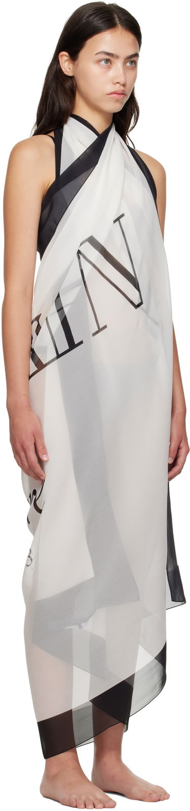 Šál Balmain Balmain Two-Tone Printed Beach Cover-up Biela | BKA202410, 1