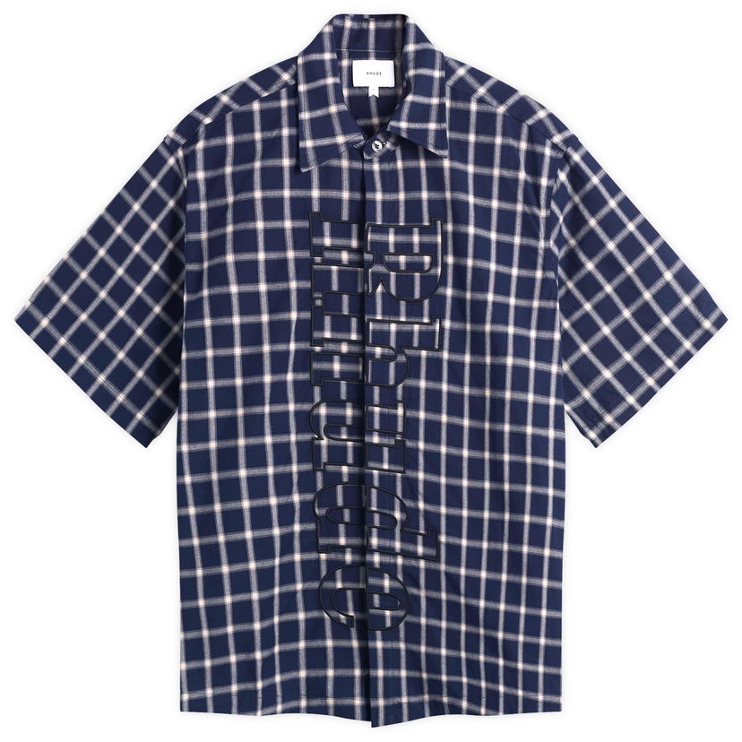Košeľa Rhude Rhude Center Logo Button Up Shirt, Size Large Navy | RHPF25SR05012-3076