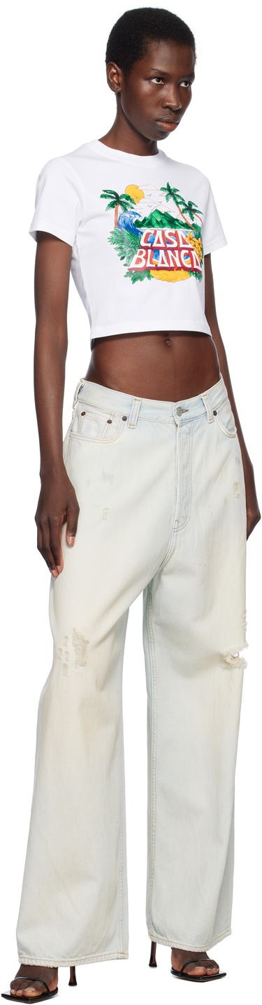 Crop Top Casablanca Casablanca Casa Beach Wave Cropped T-Shirt Biela | WS25-JTS-009-03, 3