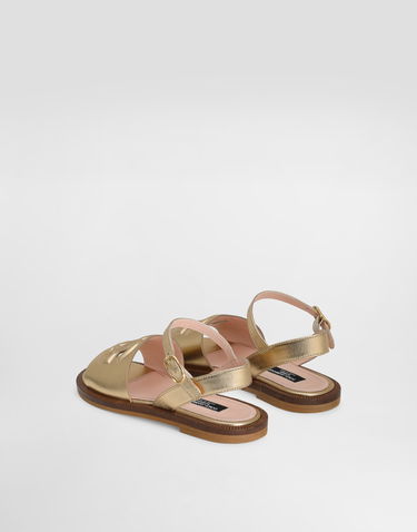 Doplnky Dolce & Gabbana Dolce & Gabbana Calfskin Sandals With Cut-Out DG Logo Metalická | D11308A12538H944, 2
