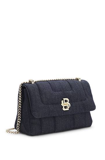 Taška cez rameno BOSS Balenciaga Quilted Denim Shoulder Bag with Double B Monogram Modrá | 50542064, 1
