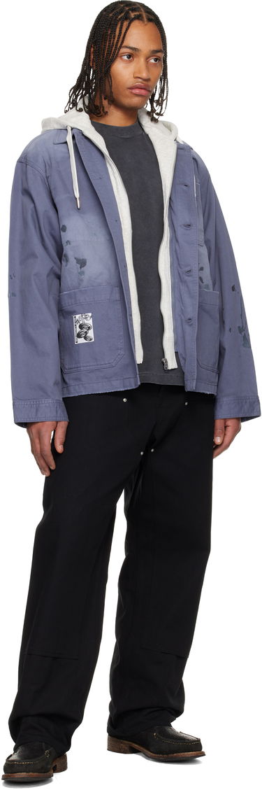 Bunda AAPE by A Bathing Ape AAPE by A Bathing Ape Distressed Hooded Button Down Jacket Modrá | AAPLJM7752XXPNYS, 3