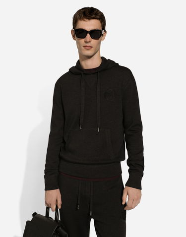 Mikina Dolce & Gabbana Dolce & Gabbana Wool and Silk Hoodie with DG Patch Čierna | GXV55ZJFMCZN2958, 3