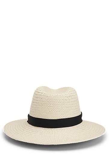 Klobúk BOSS Panama Raffia Hat with Monogram Béžová | 50539512, 1