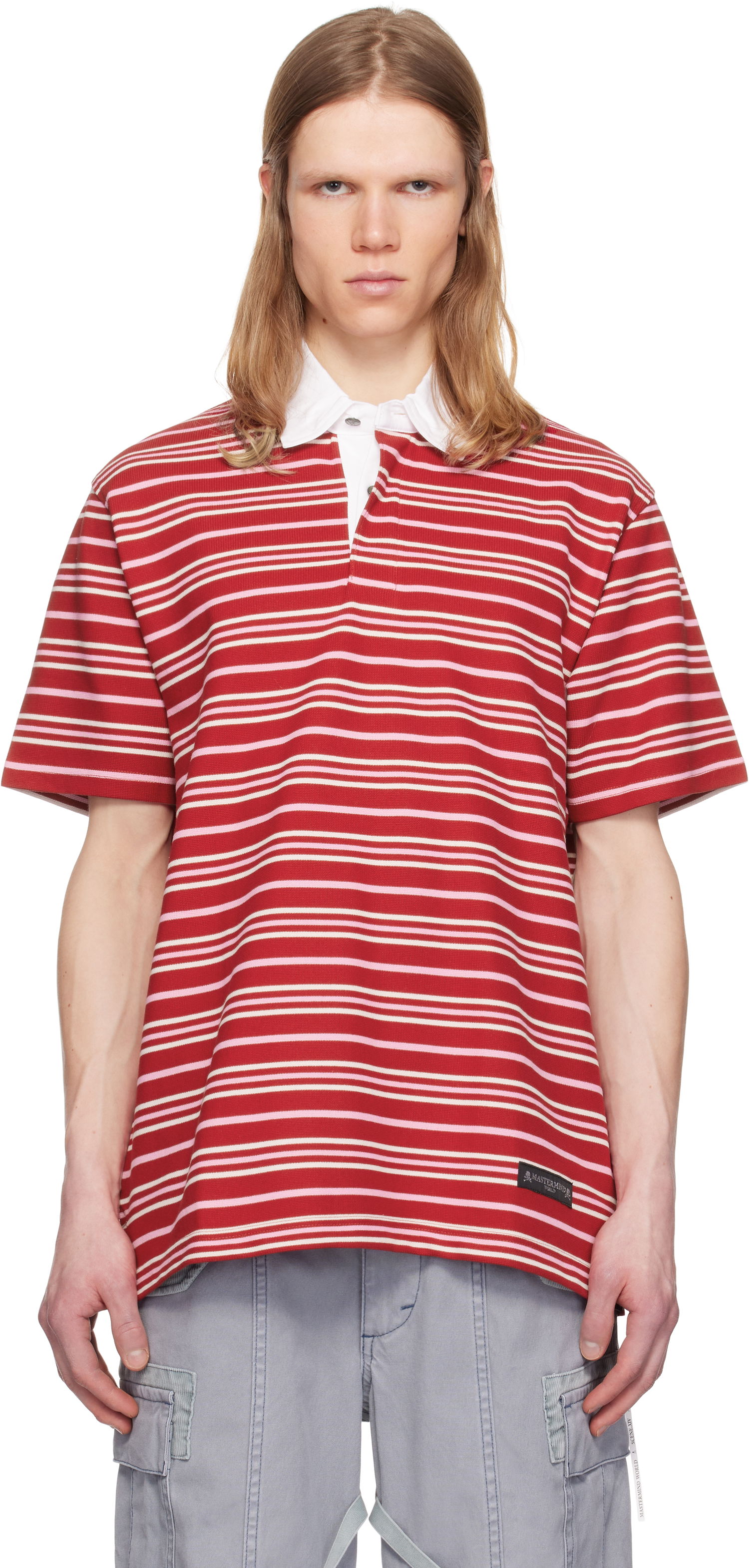 Polo tričko Mastermind WORLD MASTERMIND WORLD Short Sleeve Striped Rugby Polo Červená | MW25S14-TS014-019, 0