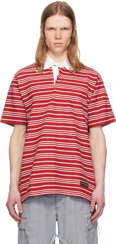 Polo tričko Mastermind WORLD MASTERMIND WORLD Short Sleeve Striped Rugby Polo Červená | MW25S14-TS014-019, 0