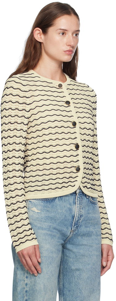 Sveter rag & bone rag & bone Elisa Wavy Knit Cardigan Béžová | WAS24F068UG68, 1