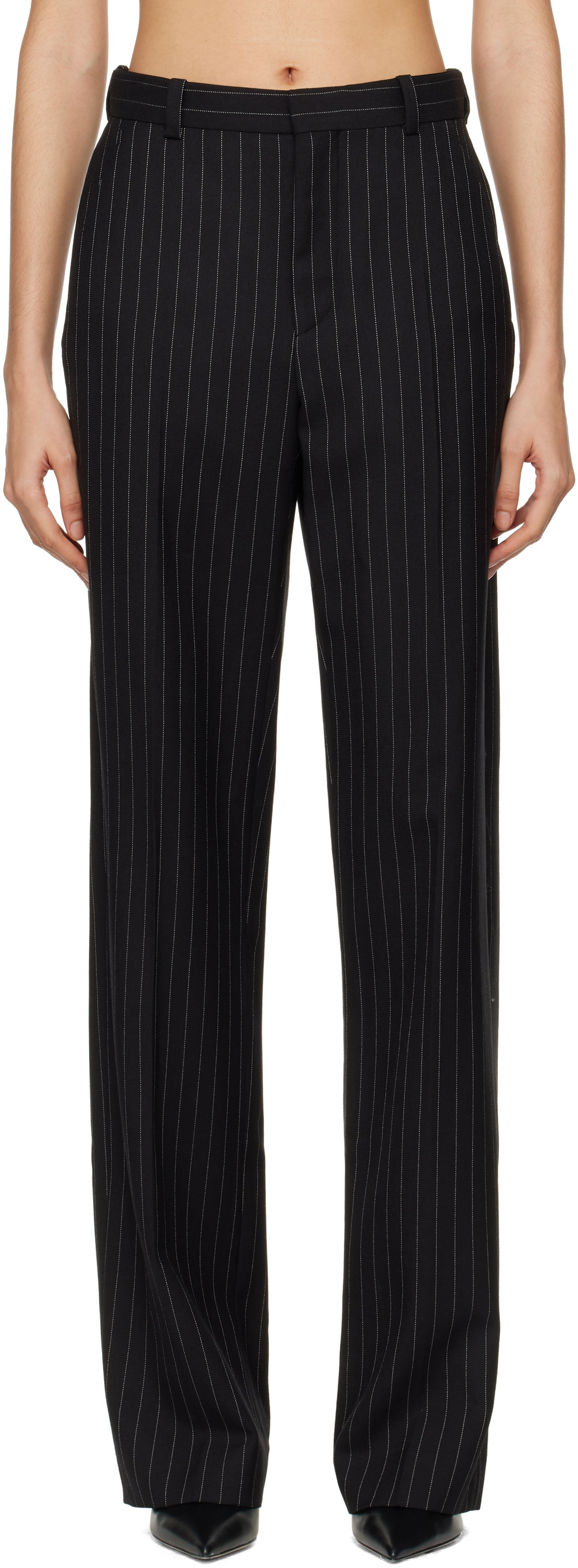 Straight Leg Pinstripe Trousers