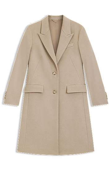 Kabáty BOSS Wool Coat with Peak Lapels Béžová | 50548371