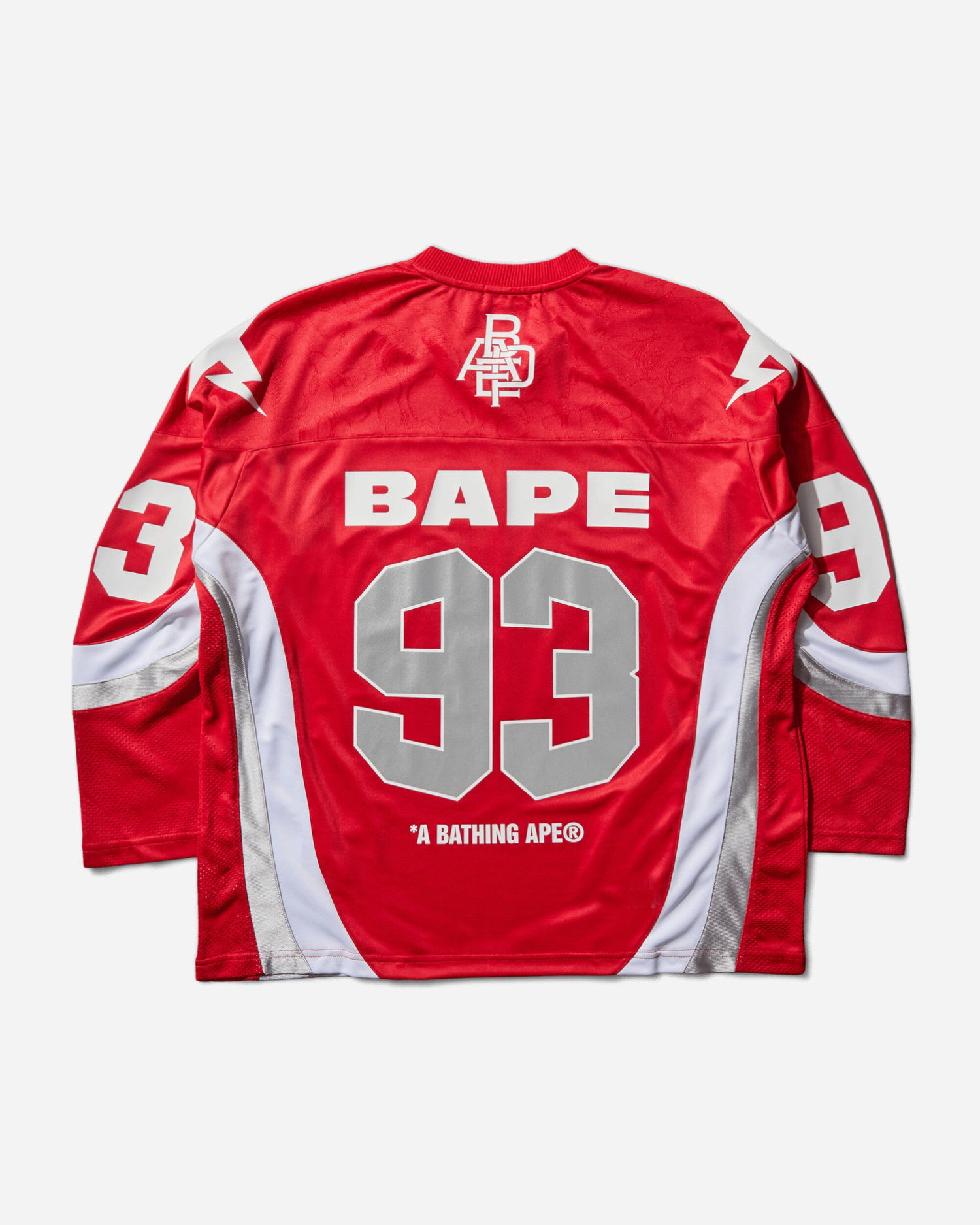 Dres BAPE Jacquard Relaxed Fit Ice Hockey Jersey with 93 and Lightning Bolt Details Červená | 1L80111313 RED, 0