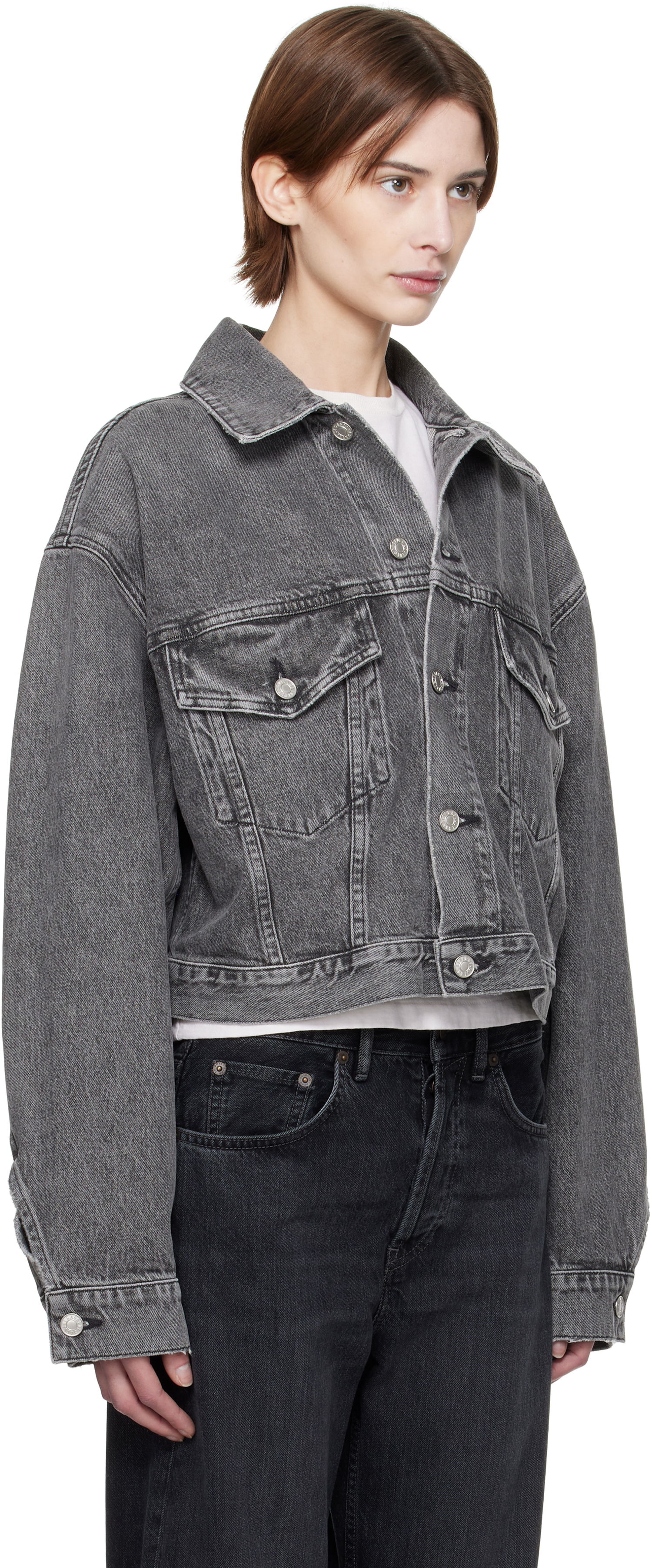 Bunda AGOLDE AGOLDE Palmer Cropped Denim Jacket Šedá | A5047-1346, 1