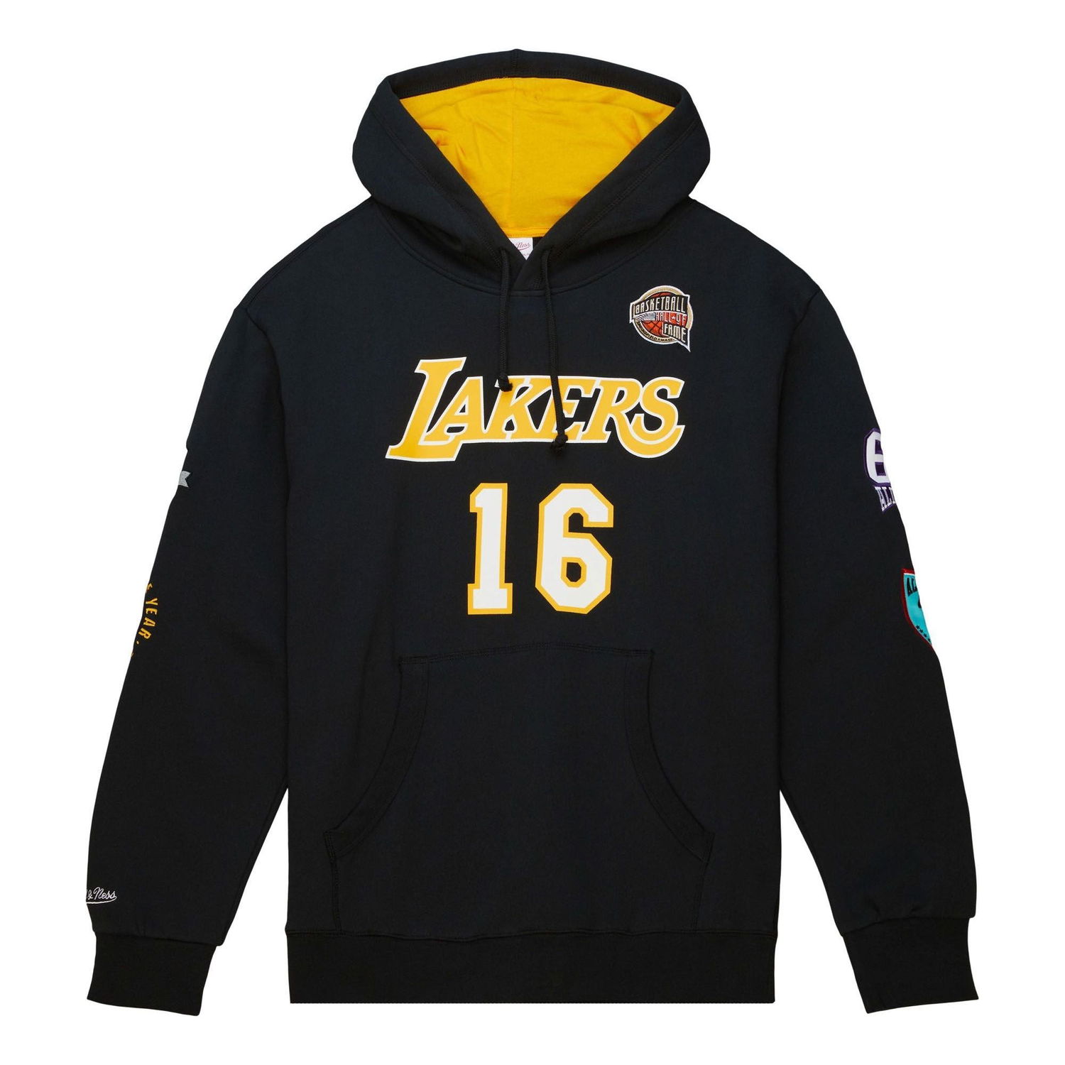 Mikina Mitchell & Ness NBA Los Angeles Lakers HOF Fleece Hoodie Čierna | FPHD6861-LALYYPGABLCK, 0