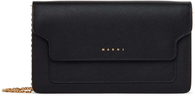 Taška cez rameno Marni Saffiano Shoulder Bag Čierna | PFMO0085U0 LV520