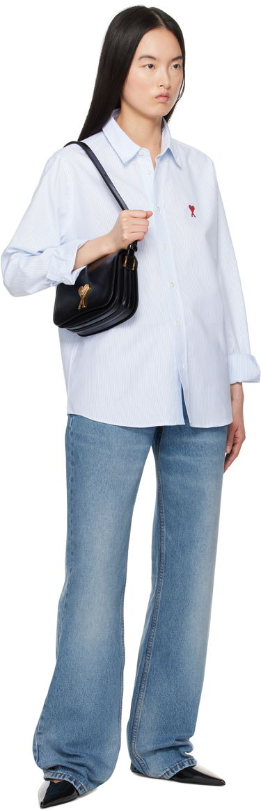 Taška cez rameno AMI AMI Paris Leather Paris Bag Čierna | ULL005.AL0051, 3