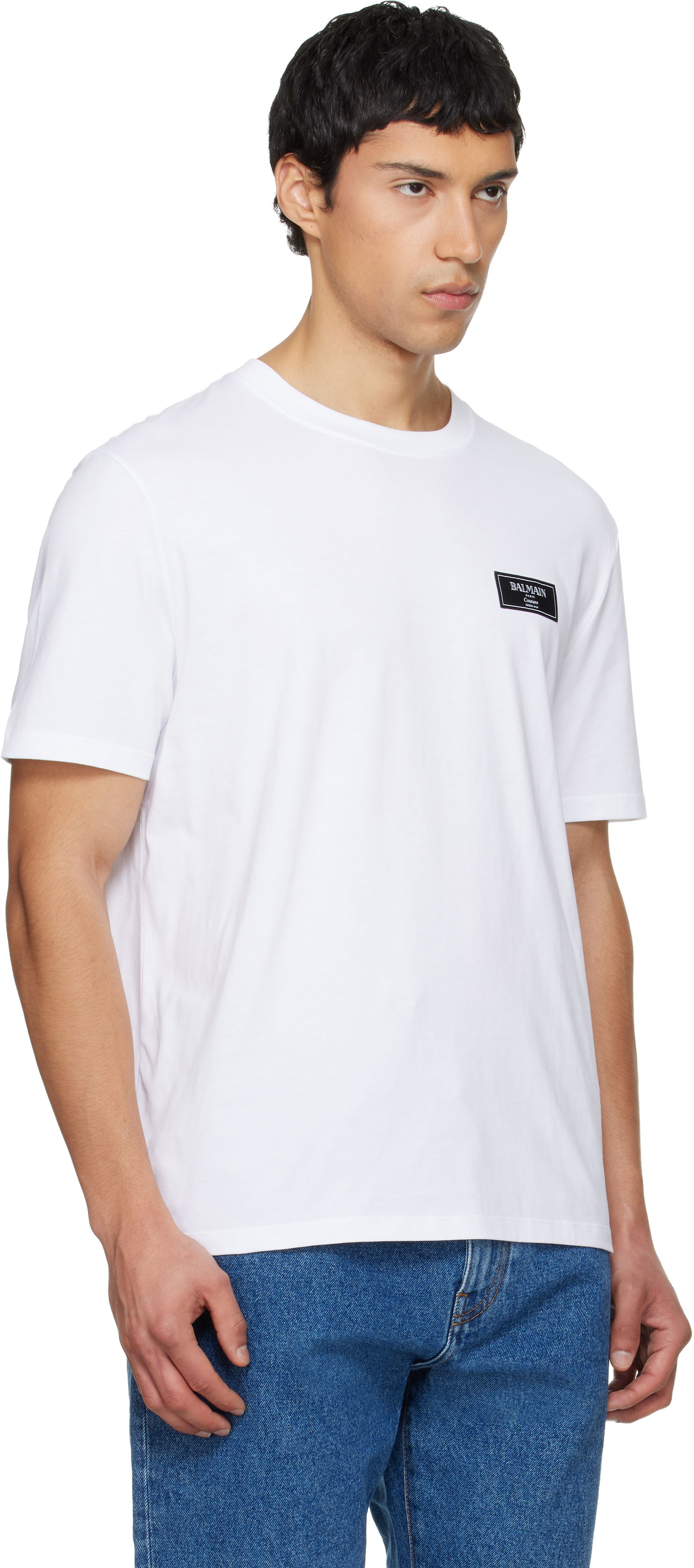 Tričko Balmain Couture Label T-shirt Biela | FH1EG000BC91, 1