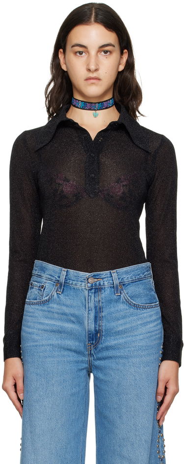 Body Anna Sui Anna Sui Sparkling Polo Neck Bodysuit Čierna | 723L21, 0