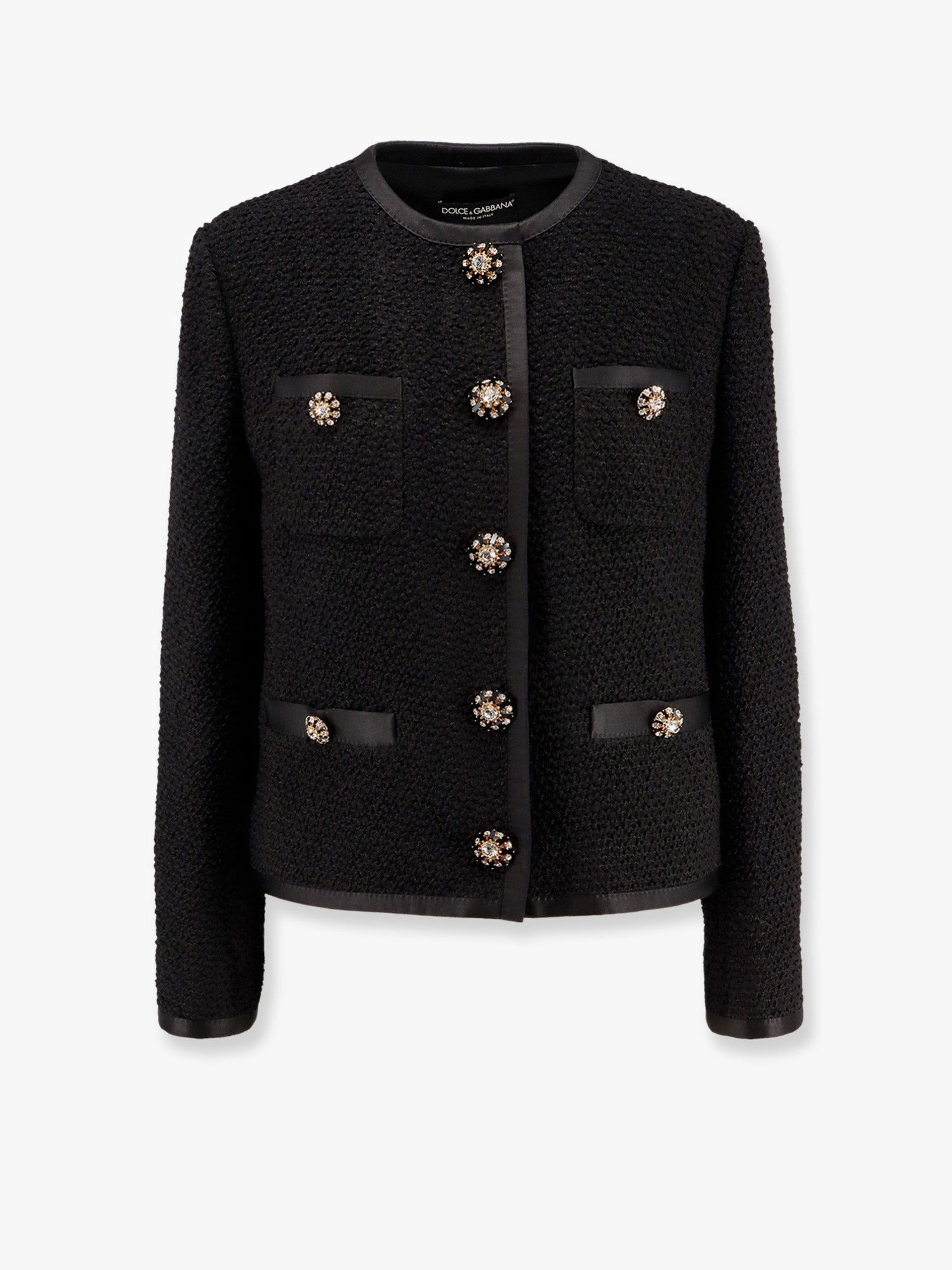 Bunda Dolce & Gabbana Dolce & Gabbana Black Boucle Jewel-Button Jacket Čierna | F27DAZFU3JLN0000, 0