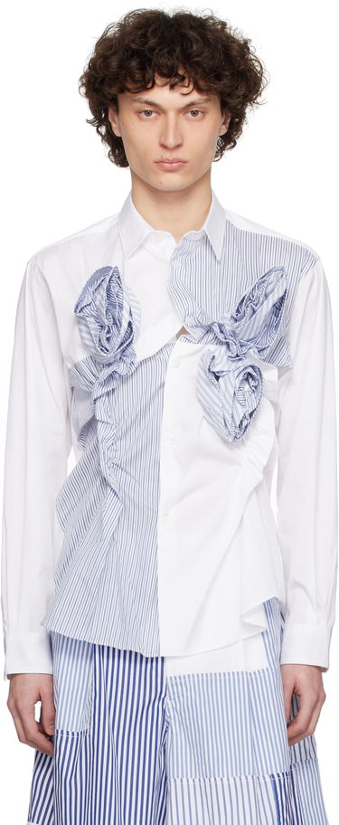 Košeľa Comme des Garçons Comme des Garçons Poplin & Stripe 3D Roses Shirt Modrá | FO-B042-S25, 0