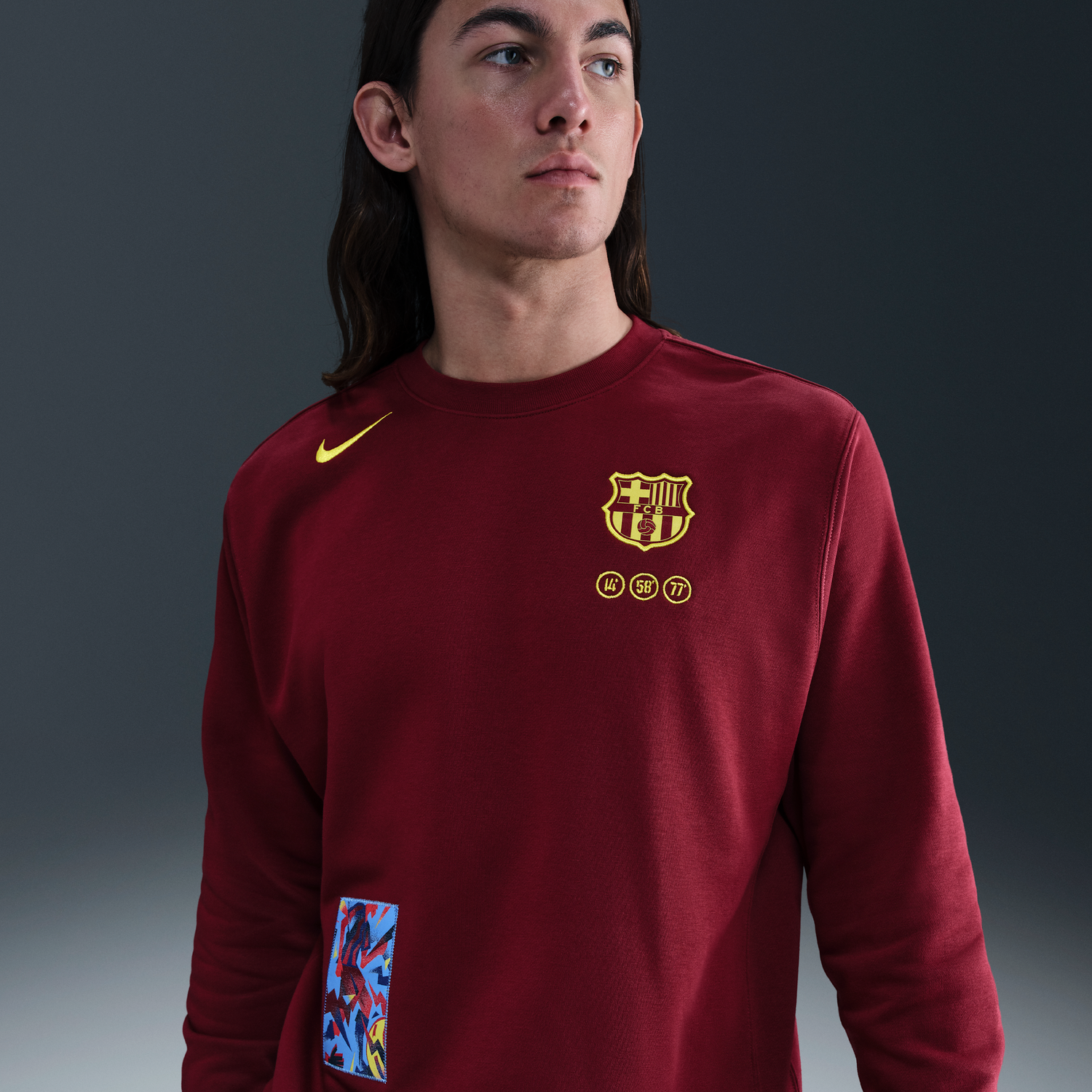 Mikina Nike F.C. Barcelona Club Fourth Football Crew-Neck Cotton/Polyester Vínová | FZ1259-677, 0
