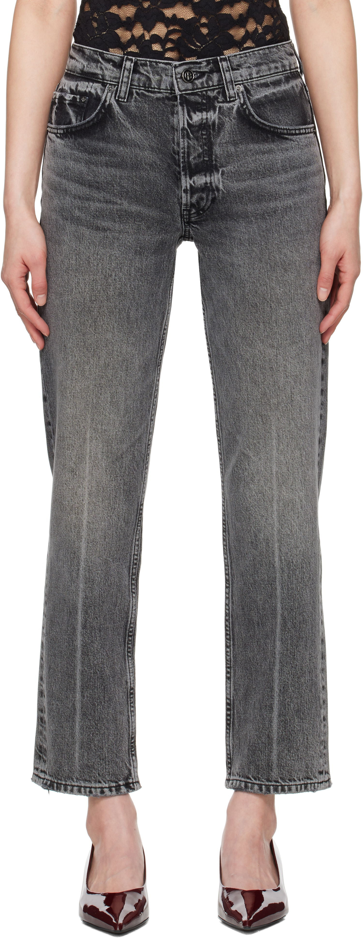 Džínsy Anine Bing Anine Bing Kate Straight-Leg Jeans Šedá | A-06-11158-WHG6, 0