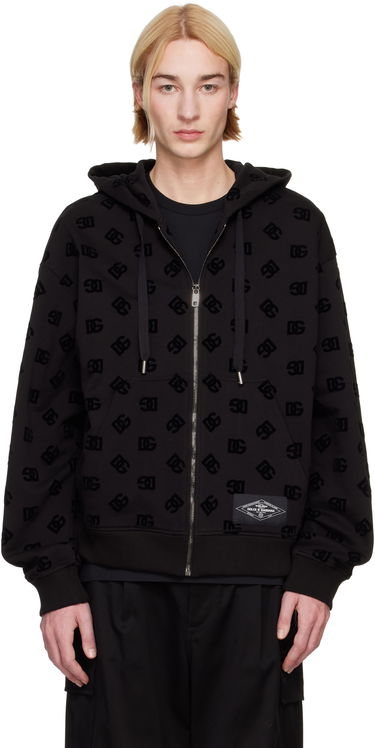 Mikina Dolce & Gabbana Flocked Logo Zip-Up Hoodie Čierna | G9AIYTG7NWD, 0