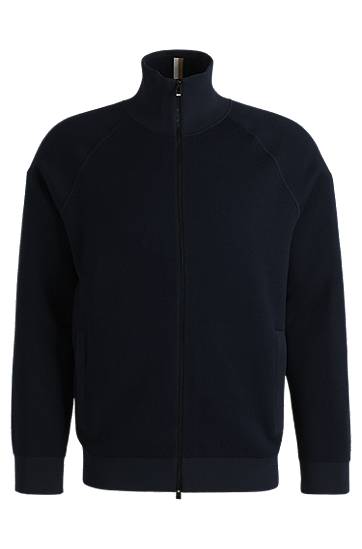 Bomber bunda BOSS Cotton-blend Zip-up Cardigan Navy | 50519629, 0