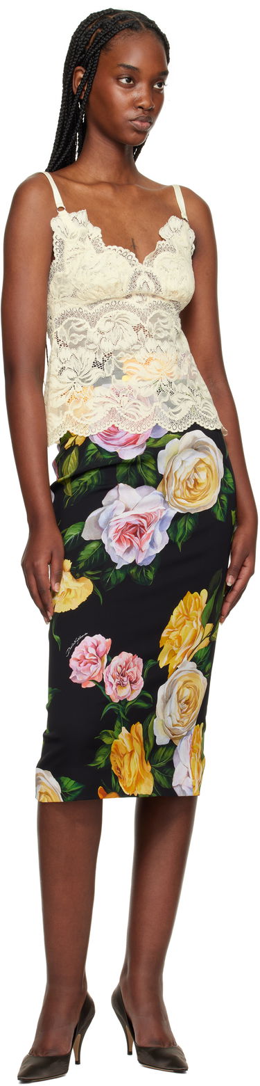 Sukňa Dolce & Gabbana Dolce&Gabbana Peony & Rose-Print Midi Skirt Čierna | F4B6UT FSA7B, 3