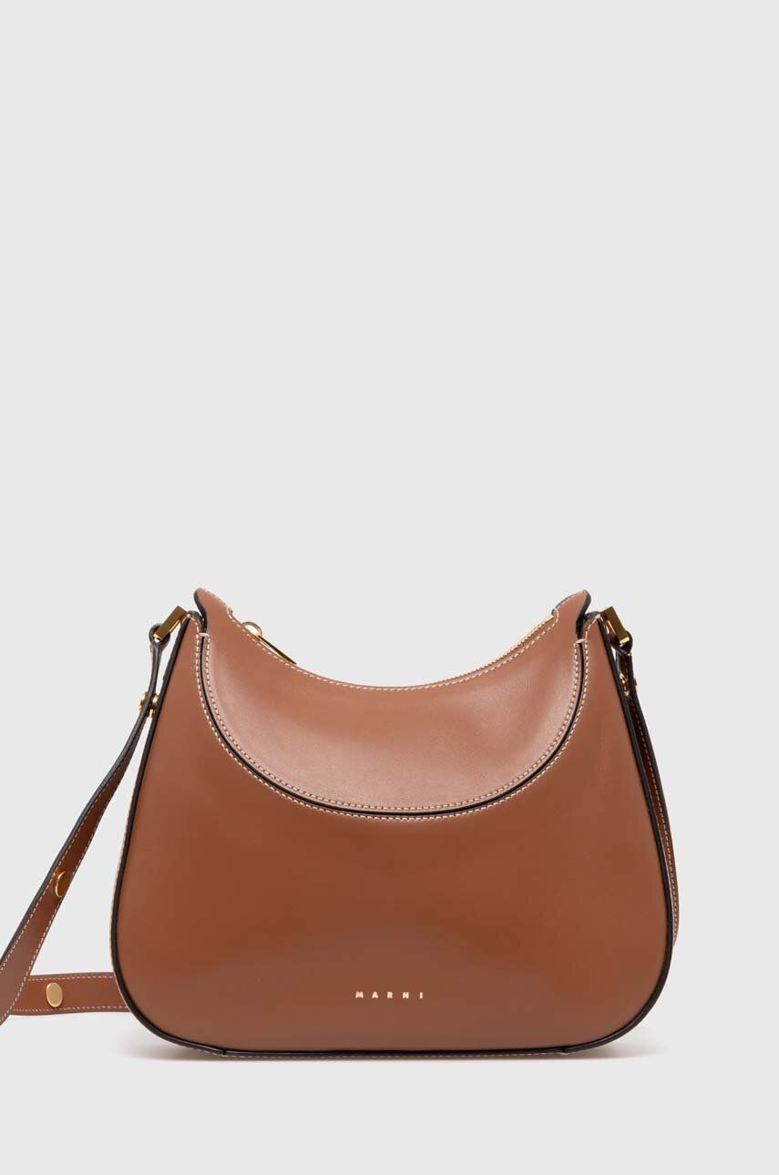 Taška cez rameno Marni Marni Hobo Bag Hnedá | BMMP0102U0.LV589, 0