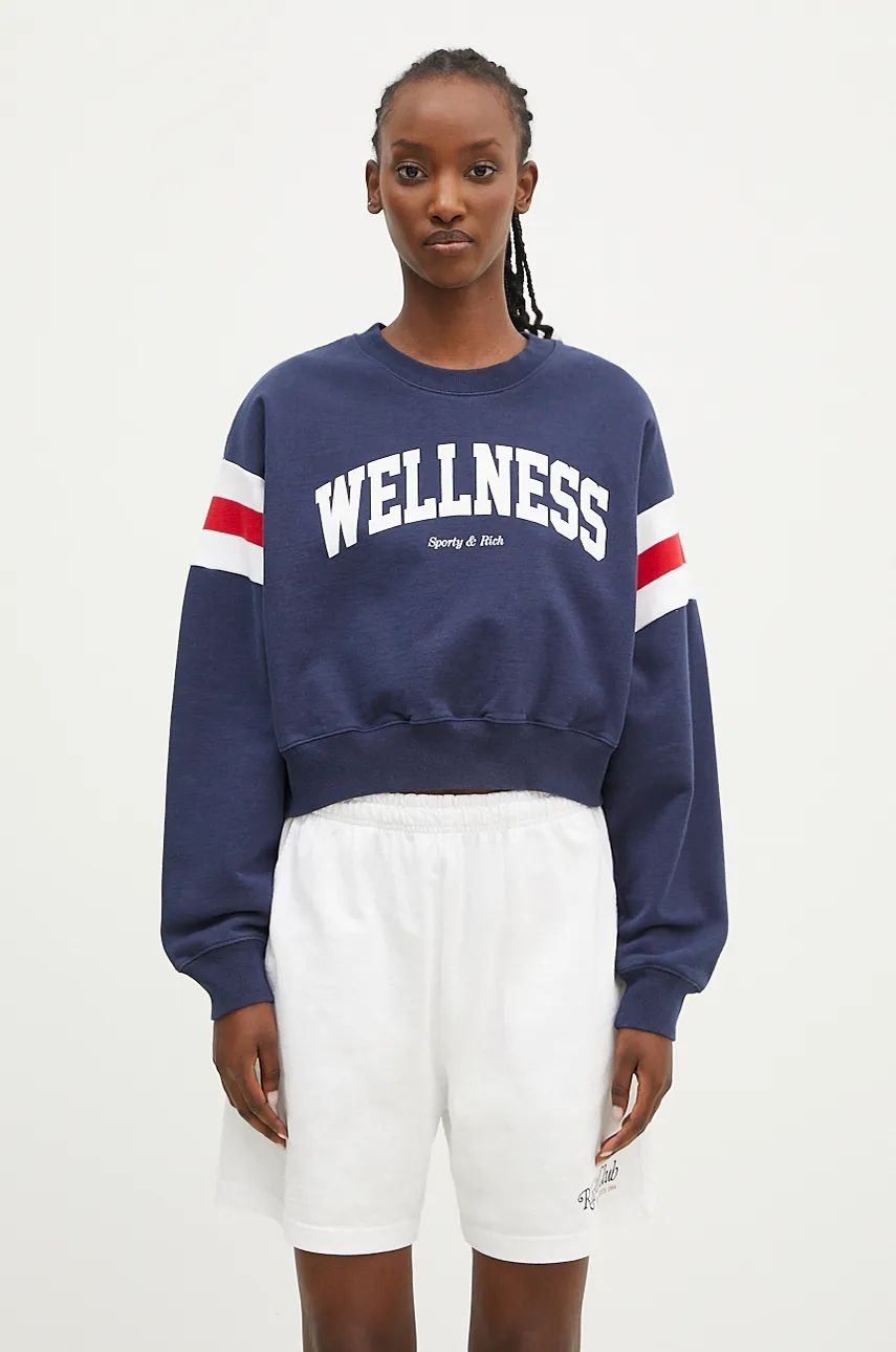 Mikina Sporty & Rich Wellness Ivy Print Crop Sweatshirt Modrá | WS058S406WN, 0