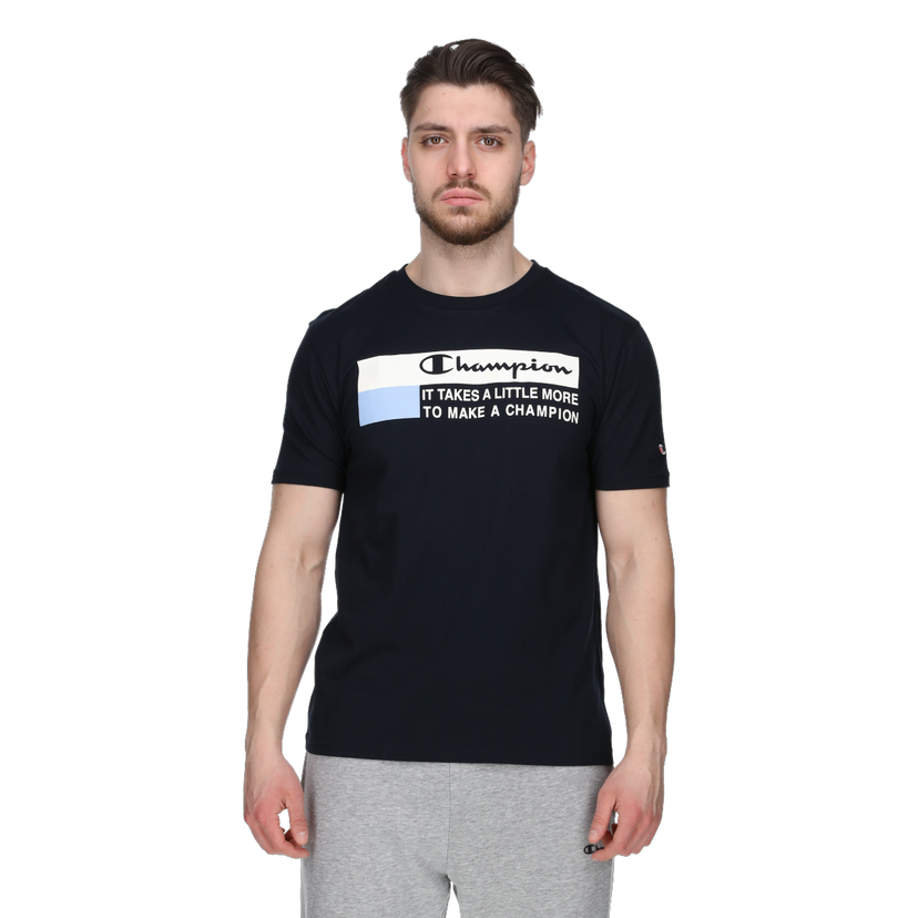 Tričko Champion Crewneck T-Shirt with 'Champion' Slogan Print Navy | 221501-BS501