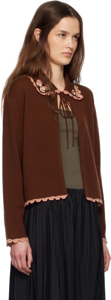 Sveter Bode Bode Rookie Embroidered Scalloped Cardigan Hnedá | WRS25KT021, 1