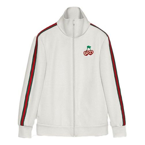 Mikina Gucci Gucci Knitted Cotton Zip-Up Jacket with Cherries Biela | 625025-XJCUI-9280