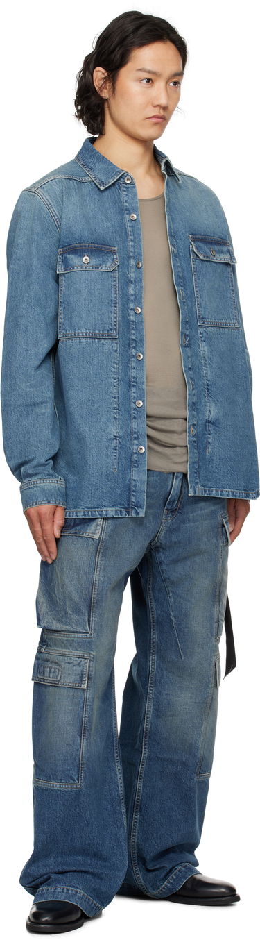 Košeľa Rick Owens Rick Owens DRKSHDW Denim Overshirt Modrá | DU01E3755 DWB, 3