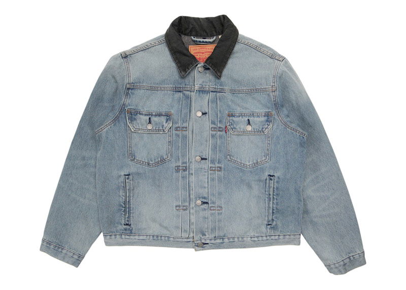 Bunda Stüssy Stussy x Levi's Embossed Praglad Trucker Jacket Modrá | A52150000_INDO, 0