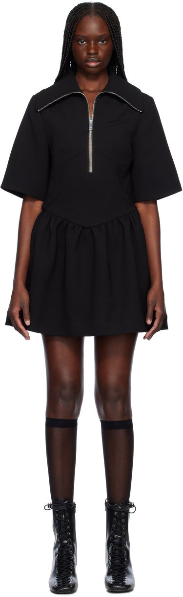 Šaty GANNI GANNI Bonded Crepe Mini Dress Čierna | W0257, 0