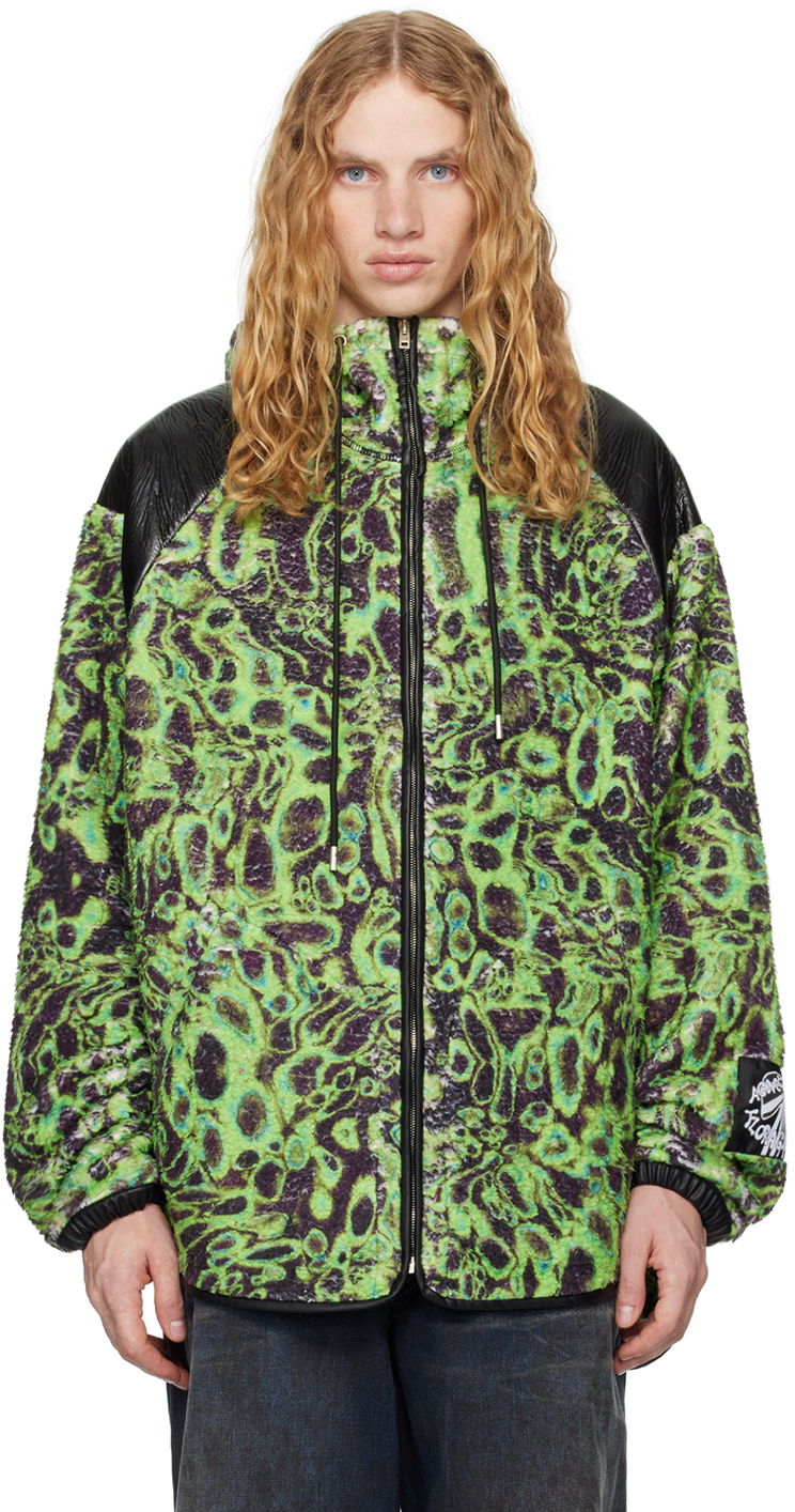 Bomber bunda Acne Studios Printed Fleece Hooded Jacket Zelené | B90780-