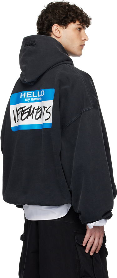 Mikina VETEMENTS 'My Name' Sticker Cropped Boxy Hoodie Čierna | UA66HD650B, 2