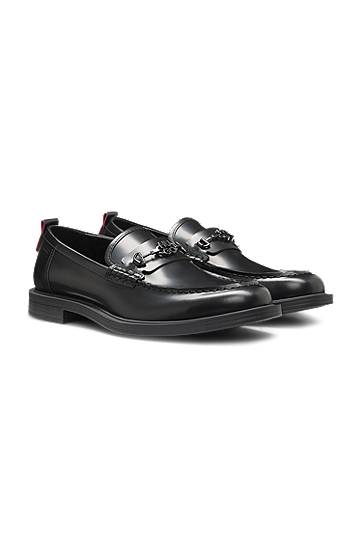 Oblečenie a doplnky BOSS Stacked-Logo Bit Leather Loafers Čierna | 50548574