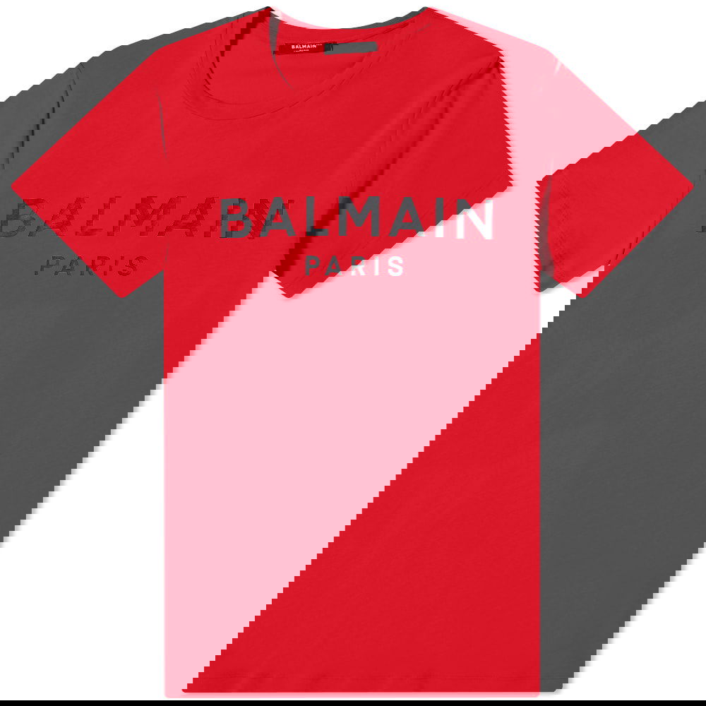 Tričko Balmain Paris Logo Tee Červená | XH0EF000BB23-MAB, 0