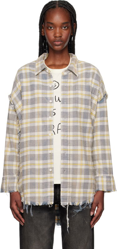 Košeľa R13 R13 Shredded Seam Drop Neck Shirt Šedá | R13WR075-R467B, 0