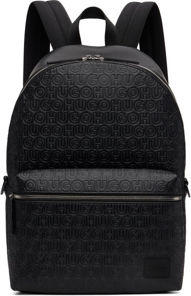 Batoh BOSS Hugo Embossed-Logo Faux-Leather Backpack Čierna | 50552901, 0
